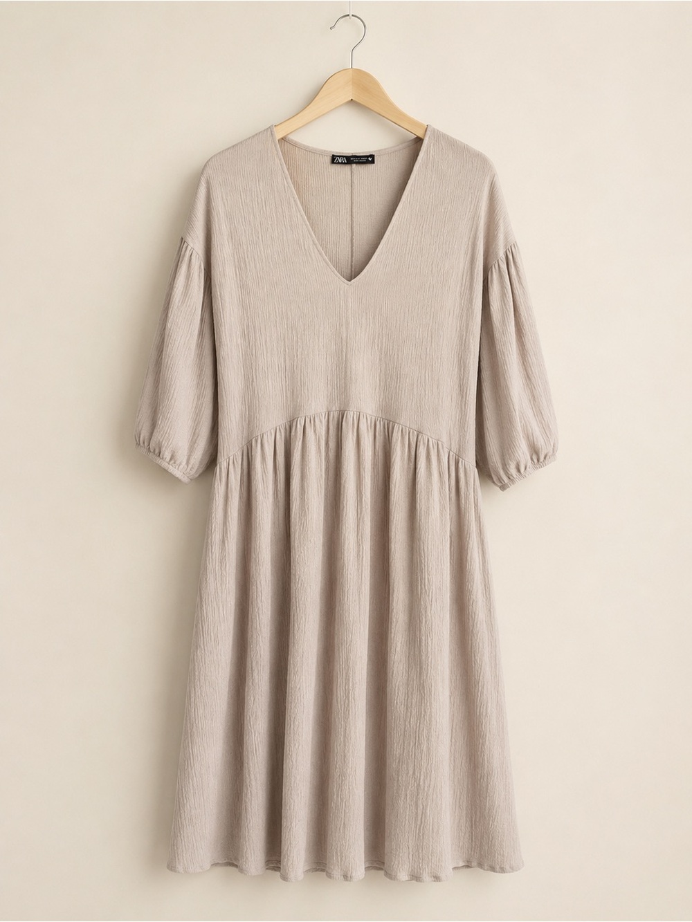 Zara Cream V-Neck Dress